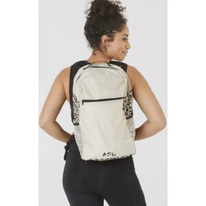 APL All Purpose Packable Backpack Cream Beige Animal Leopard Print Adjustable